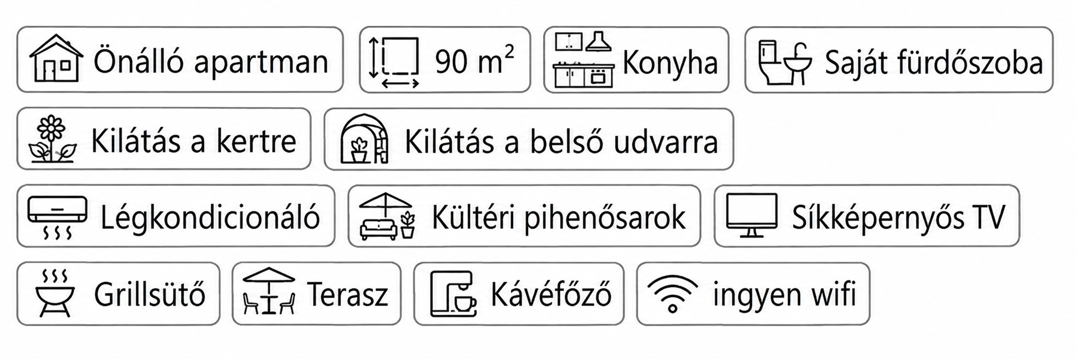 6 személyes apartman Sárospatak – felszereltség